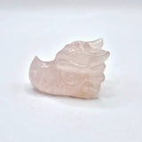 Dragon skull carved from rose quartz, 4 cm, Moonlight Gemstones
