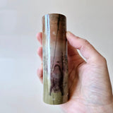Picture Jasper ronde pilaar, 8–9 cm, gepolijst met groen-bruin aardetinten.