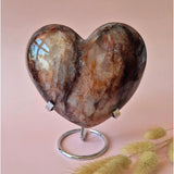 XXL Fire Quartz Heart by Moonlight Gemstones on metal stand