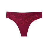 Gaubert Brazilian Slip lace thong in burgundy Biokatoen