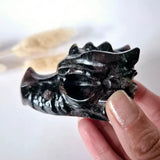 Dragon skull carving, black garnet, 7 cm, Moonlight Gemstones