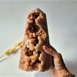 Pink amethyst druzy tower, 1802 g, Brazilian crystal sculpture