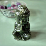 Nefriet Jade Boeddha kristalsnijwerk, jadegroen, 10 cm hoog