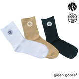 Damessokken bamboo van green-goose, 3 stuks in wit, beige en donkergroen; eco-friendly