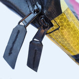 green-goose Rugtas Silnice black backpack with yellow honeycomb panel and metal zippers