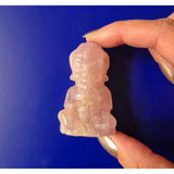 Rose quartz Buddha crystal carving by Moonlight Gemstones, pink handheld statue