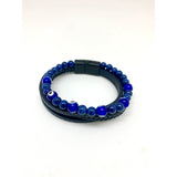 Gevlochten leren armband met Turkse oogglassteen - Geluksbrenger x 6