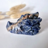 Edelsteen Drakenschedel van Sodaliet – 7cm - Dragon Skull carving