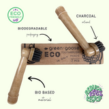 Green-goose Eco bamboo replacement toothbrush heads for adults, charcoal-infused bristles, 2 pieces