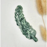 Edelsteen Veer Carving mosagaat feather, moss agate sculpture ~10 cm, Moonlight Gemstones