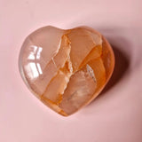 Grote Fire Quartz Hart van Moonlight Gemstones, hematoïde kwarts in peach-oranje tinten