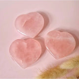 Rozenkwarts hartvormige schaaltjes, 3 stuks, circa 5 cm, roze, Moonlight Gemstones