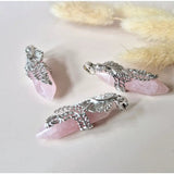 Edelsteen hanger roze kwarts met sierlijke zilveren houder van Moonlight Gemstones, 4,5 cm
