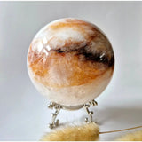 Moonlight Gemstones XL Fire Quartz Kristallen Bol, 88 mm sphere with orange white banding