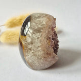 Druzy Agaat uit Uruguay – 184 g geode met roze kristallen rand, Moonlight Gemstones