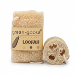 green-goose natural loofah scrub sponge set of 2, beige textured loofahs with label