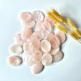 Rose quartz worry stones by Moonlight Gemstones, pale pink oval pebbles (approx. 20 pcs)