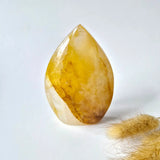 Golden Healer teardrop quartz crystal, polished yellow gemstone
