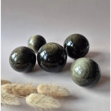 Golden Obsidian Edelsteen Bol Moonlight Gemstones, 50-75 mm, set van 5 gepolijste ballen