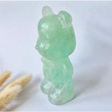 Bear carving in green fluorite by Moonlight Gemstones, 12 cm, 508 g