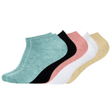 green-goose bamboo women's ankle socks, 5 pairs in teal, black, pink, white and beige