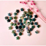 Edelsteen Mosagaat Mini Star beads, teal-green moss agate, star-shaped, 1.5 cm, Moonlight Gemstones