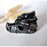 Moonlight Gemstones garnet dragon skull carving, 7 cm, dark red gemstone sculpture