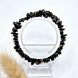 Bracelet: Golden Obsidian chip beads by Moonlight Gemstones in black-gold tones.