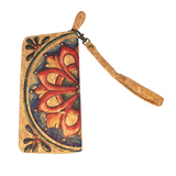 green-goose Kurk Dames Portemonnee Mandala wallet with cork texture and strap
