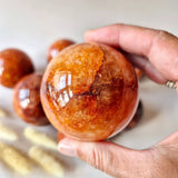 Fire Quartz sphere set of 3, 50mm Hematoid quartz by Moonlight Gemstones