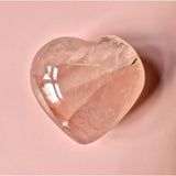 Grote edelsteen vuurkwarts hart van Moonlight Gemstones; roze, glanzend