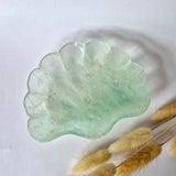 Edelsteen carving schaal schelpvorm van groene fluoriet, Moonlight Gemstones