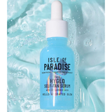 Isle of Paradise Hyglo Face Serum bottle by green-goose, blue glass with white dropper, 30 ml