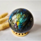 Moonlight Gemstones Regenboog Labradoriet bol, edelsteen sphere met flash, 72mm diameter, 540g