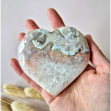 Pink Amethyst Druzy Heart by Moonlight Gemstones, 8-10 cm, crystal-filled stone.