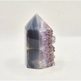 Amethist agaat punt druzy edelsteen met paarse kristallen en grijze bandagaat — Moonlight Gemstones