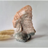 Native American Mannenbuste van Oranje Calciet – ca. 10 cm Edelsteen Carving (indiaan)