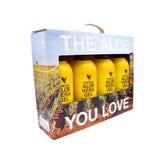 Forever Aloe Vera Gel 4-pack by Forever Living; yellow bottles in branded box