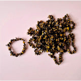 Tijgeroog edelsteen chips armband, Moonlight Gemstones, goudbruine kralen