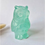 Fluorite owl carving by Moonlight Gemstones, green fluorite, 434 g