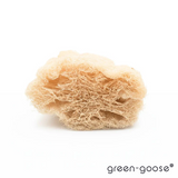 Loofah scrub sponge by green-goose in natural beige, exfoliating bath accessory