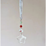 Moonlight Gemstones Willekeurige Edelsteen Kerst Ster Hangers met groene en rode kralen en kristallen ster hanger
