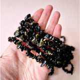 Moonlight Gemstones Golden Obsidian chip bracelet, black beads with gold-toned facets