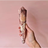 Edelsteen Wand scepter, pink-white marbled gemstone, 15–18 cm, Moonlight Gemstones