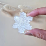 Selenite snowflake carving, 40 mm, white crystal decor by Moonlight Gemstones