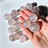 Moonlight Gemstones Rozenkwarts Angel Aura spheres, 2–3 cm rose quartz gemstone balls with iridescent sheen