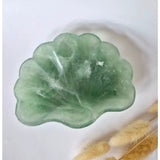 Moonlight Gemstones edelsteen carving schaal schelpvorm van groene fluoriet, uniek cadeau