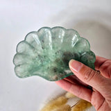 Moonlight Gemstones Edelsteen Carving Schaal in schelpvorm, groene fluoriet