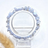 Moonlight Gemstones Blue Lace Agate chip bracelet, 19 cm long, light blue beads