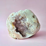 XXL pink amethyst drusy geode freeform with lilac crystals and white outer matrix